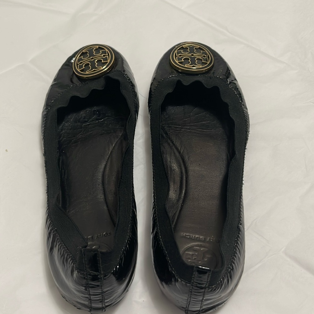 Tory Burch size 9 Patent Leather Flats. Resoled and Restored.